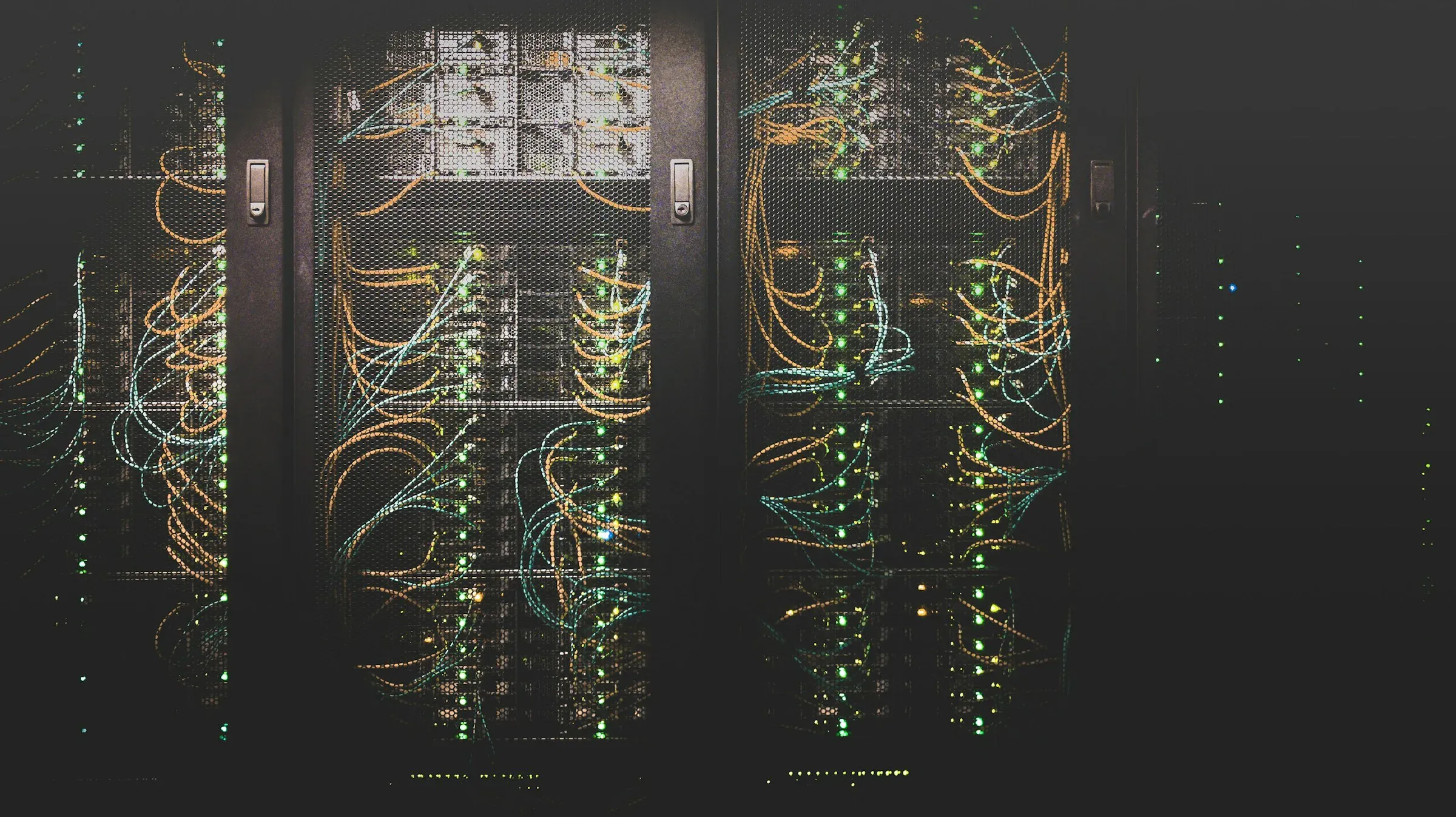Racks of servers full of network cables