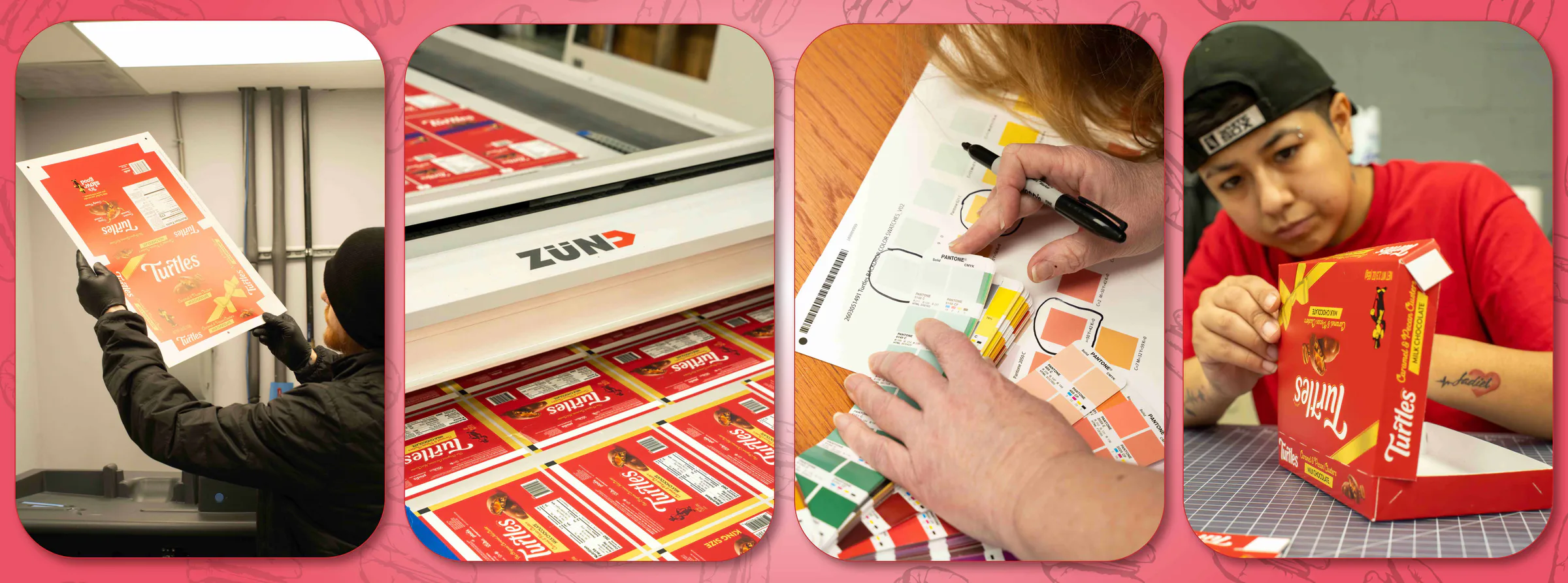 Making the Turtles boxes at Rush: the press check, the cutter, colour matching and assembly